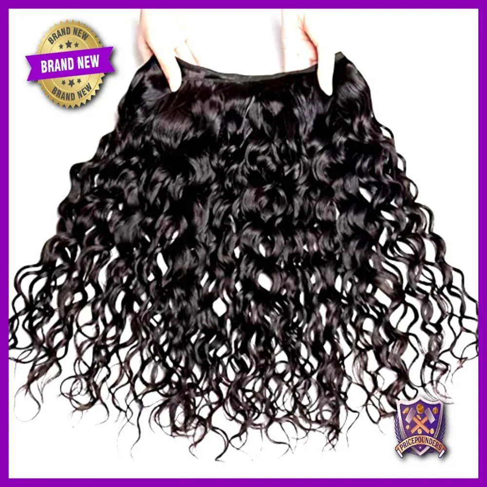 Brazilian Human Hair Water Wave Bundles with 4x4 Lace Closure 50g
